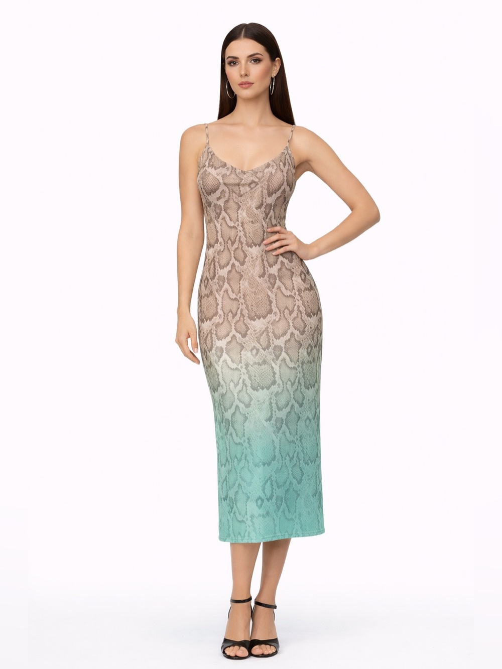 AFRM Ombre Snakeprint Midi Dress